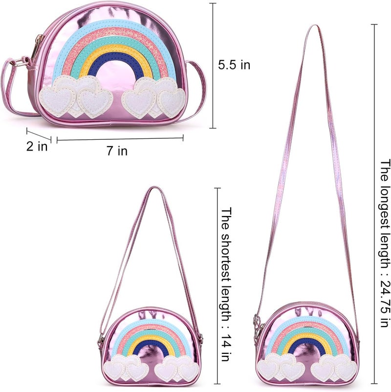 Dksyee Cute Leather Rainbow Crossbody Bag for Little Girls - Image 4
